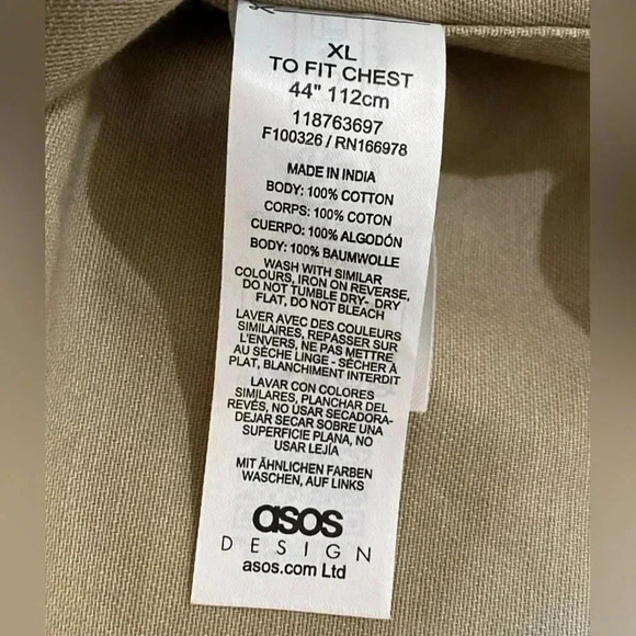 Asos men beige button down collared long sleeve gorpcore casual  work shirt s-XL - Picture 4 of 5